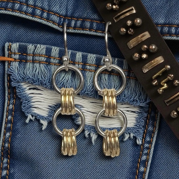 5 For $25💫Alternative Biker Chain Links Silver Gold Dangles Earrings - Picture 1 of 4